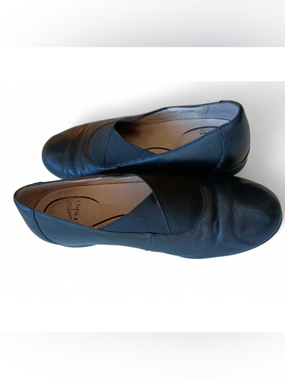 Dansko Black Leather Elastic Gore Slip-On Loafers Comfort Shoes Size 39